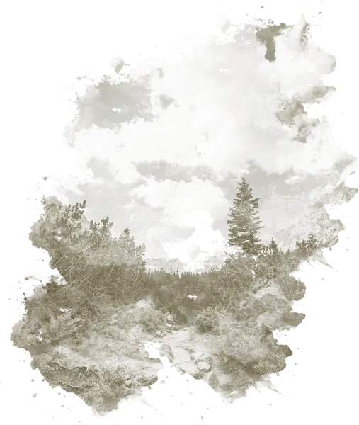 Fondo artístico con bosque y montañas para Herejía Dry Gin mobile